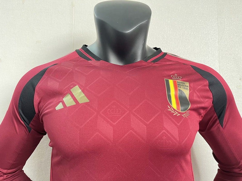 Wholesale customizable 2024 European Championship Belgium home and away football jersey long-sleeved S-5XL