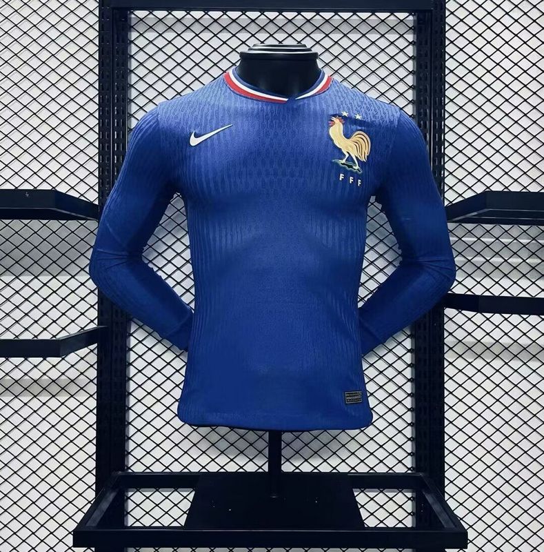 Wholesale customizable 2024 European Championship France home and away football jersey long-sleeved S-5XL