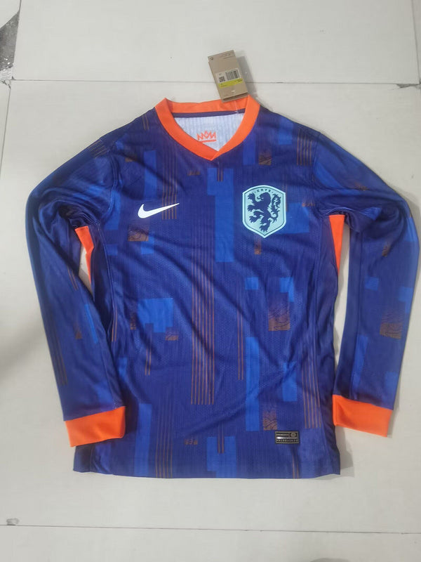 Wholesale customizable 2024 European Championship Netherlands home and away football jersey long-sleeved S-5X