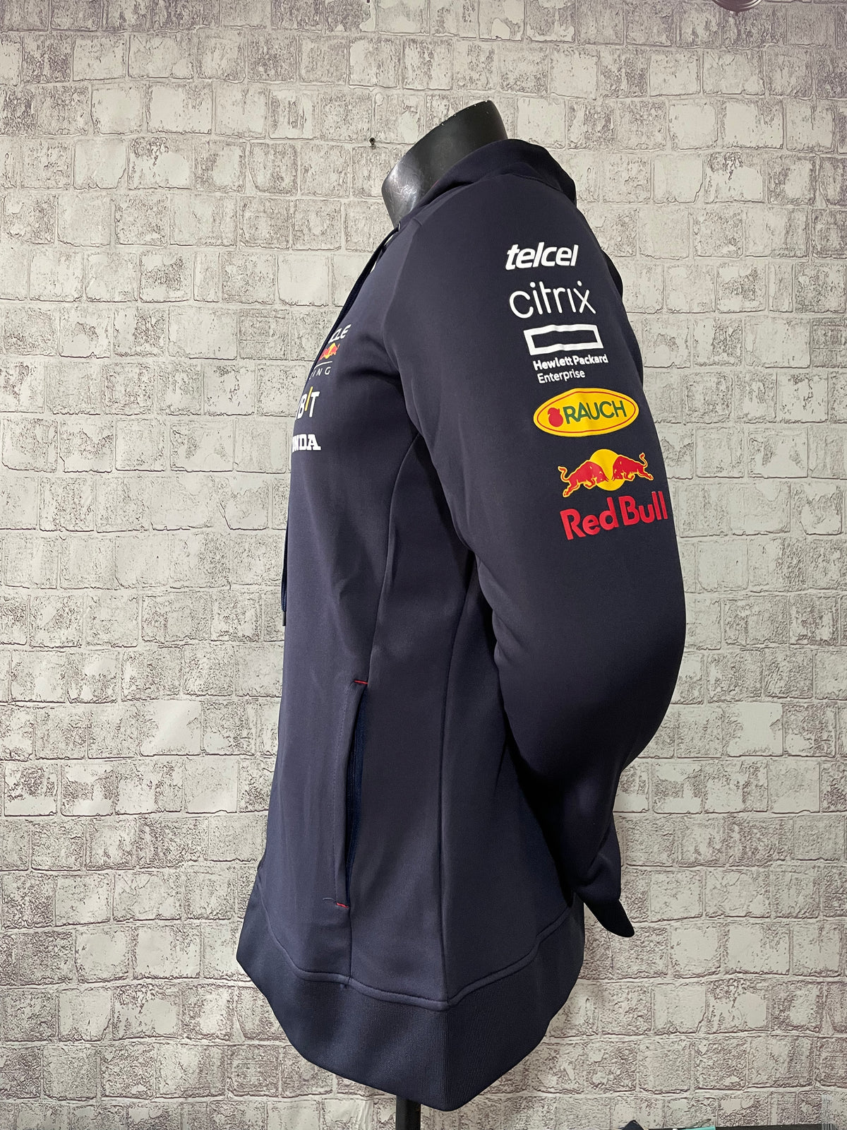 Custom logo printed 100% polyester breathable Red Bull cap jacket for car and motorcycle racing jacket