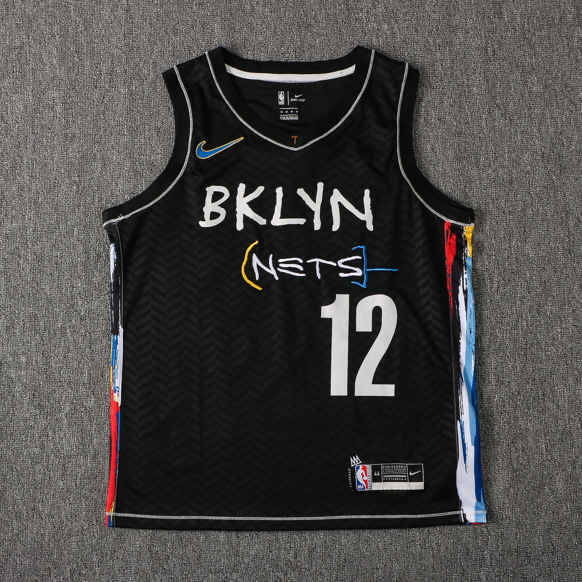 Wholesale NBA Brooklyn Nets black V-neck color-trimmed 12 (hot-pressed style) S-2XL