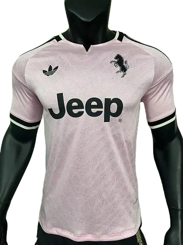 2026/27 Juventus away football jersey, light pink with black accents, adult player version, front