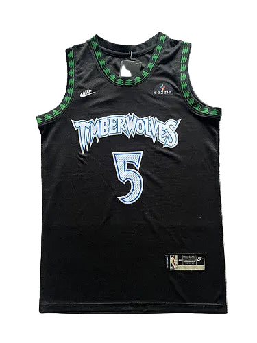 Minnesota Timberwolves Anthony Edwards number 5 black green basketball jersey photo 1