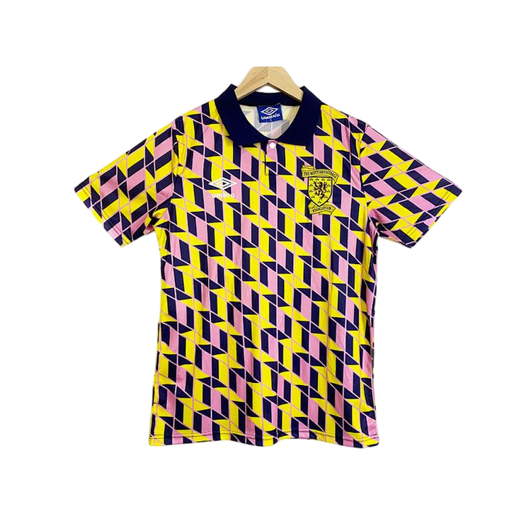 Scotland Yellow Purple Geometric Retro Football Jersey - front view