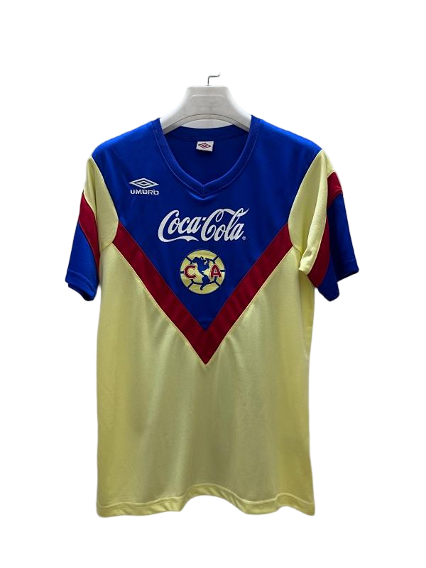 Club America Blue Cream Chevron Retro Football Jersey - front view