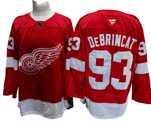 Detroit Red Wings Alex DeBrincat #93 red and white hockey jersey front and back wholesale USA