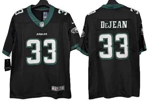 Philadelphia Eagles Cooper DeJean #33 black jersey with green and white trim front and back wholesale USA