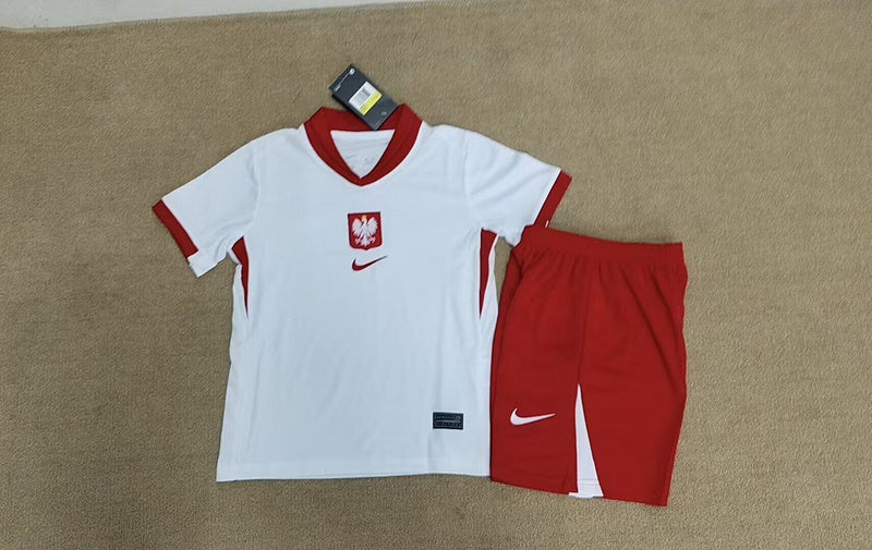 Wholesale 2024 UEFA European Championship  Poland home and away kid kits