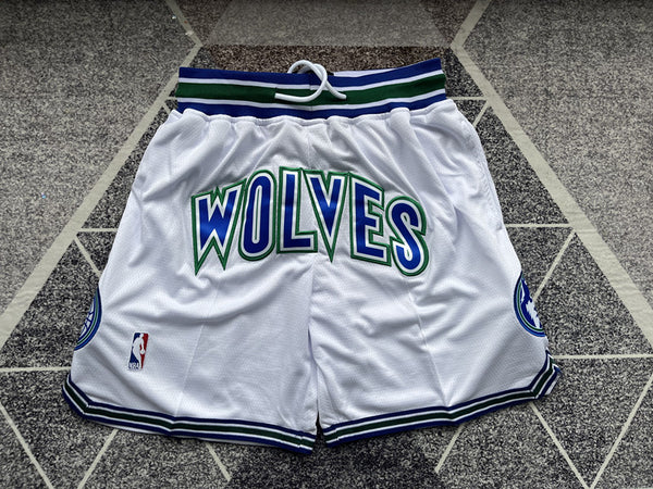 Wholesale 2023 JUST DAN basketball shorts Timberwolves classic white