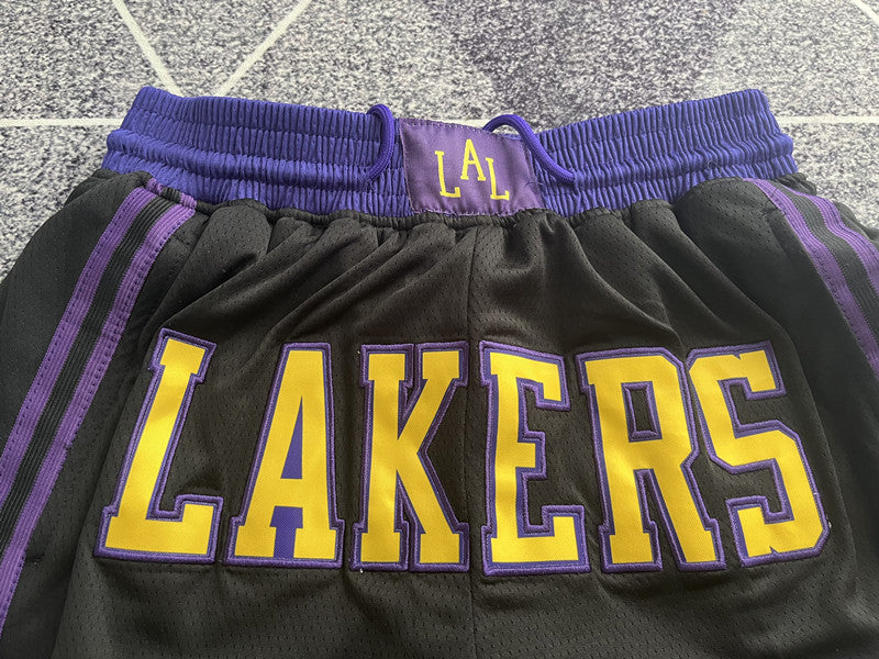 Wholesale 2024 JUST DAN basketball shorts Lakers Black City Edition