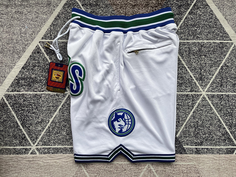 Wholesale 2023 JUST DAN basketball shorts Timberwolves classic white