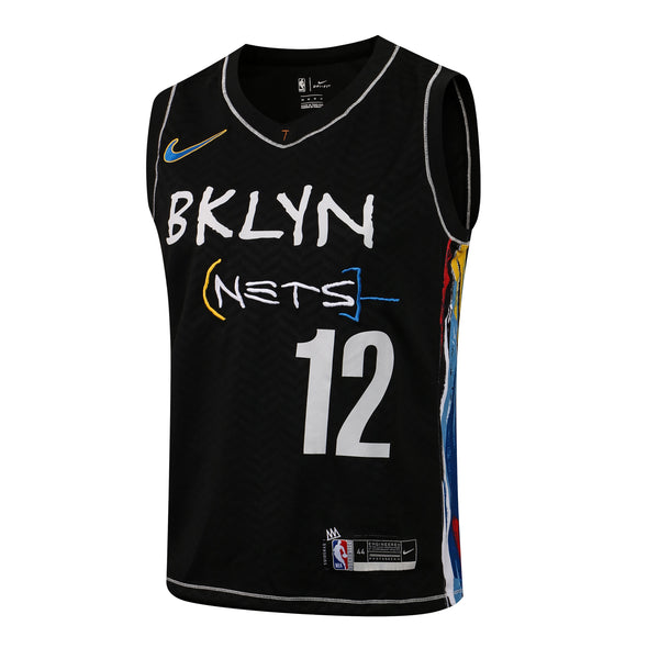 Wholesale NBA Brooklyn Nets black V-neck color-trimmed 12 (hot-pressed style) S-2XL