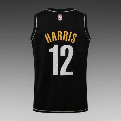 Wholesale NBA Brooklyn Nets black V-neck color-trimmed 12 (hot-pressed style) S-2XL