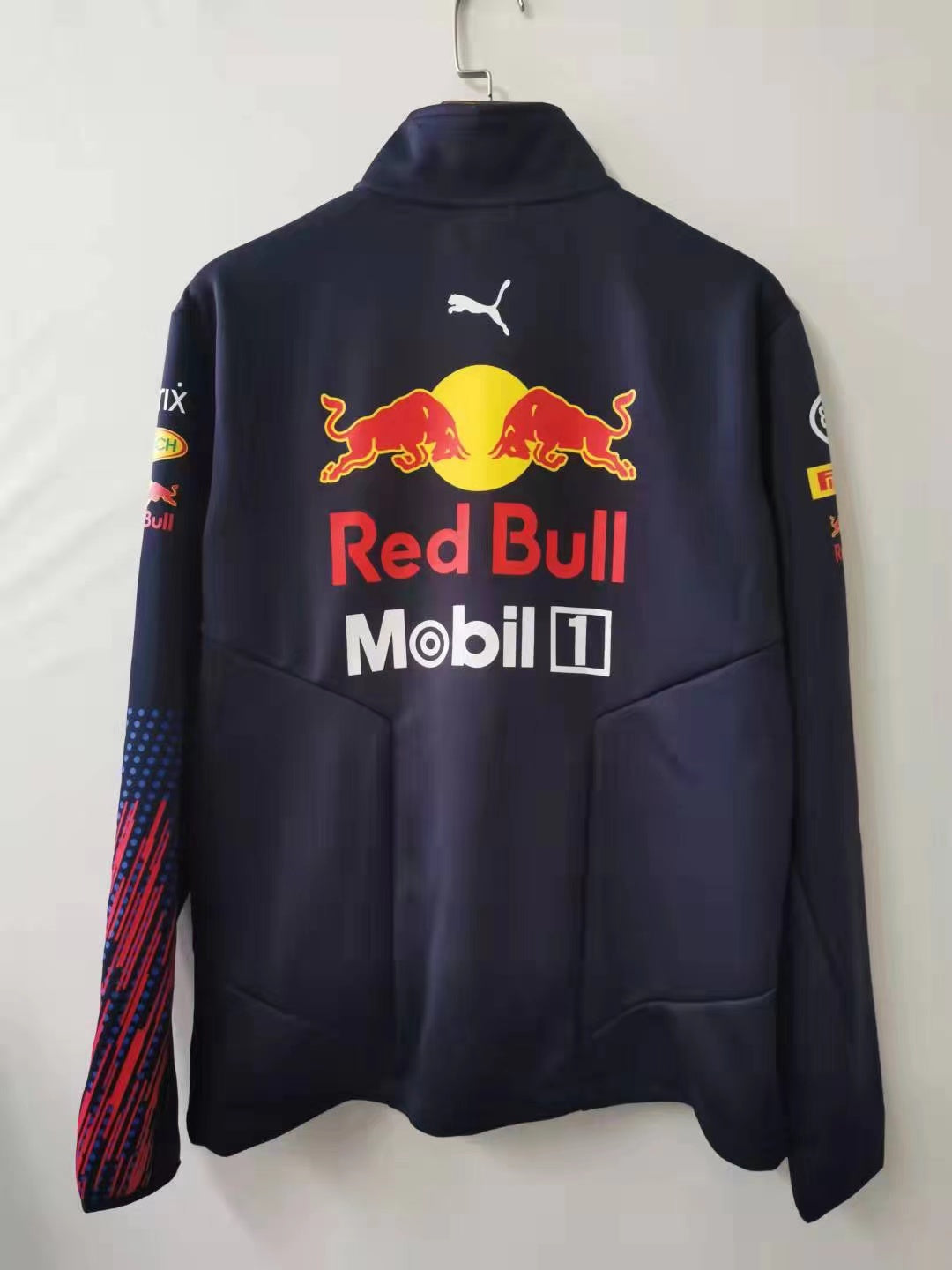 Custom logo printed 100% polyester breathable F1 Red Bull Racing team car and motorcycle racing jacket