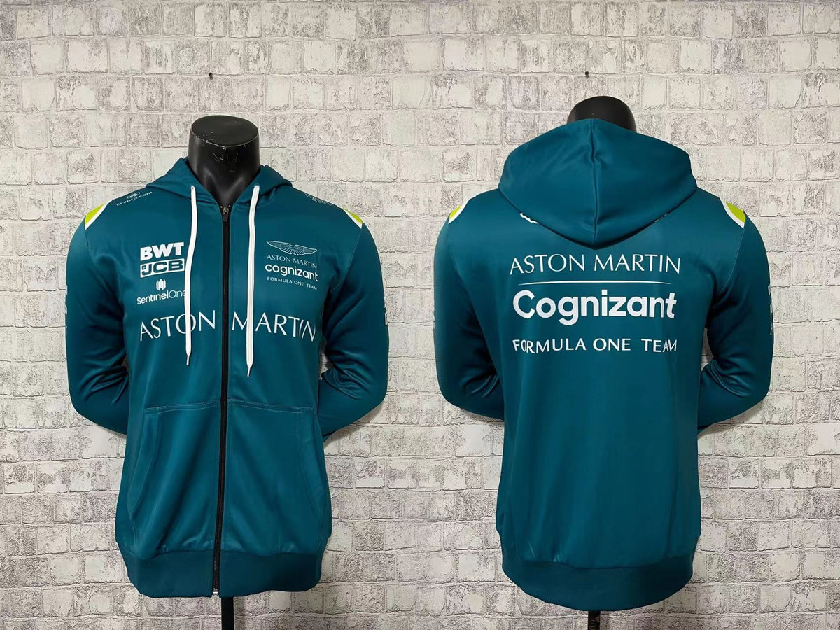 Custom logo printed 100% polyester breathable Aston Martin for car and motorcycle racing jacket