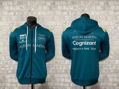 Custom logo printed 100% polyester breathable Aston Martin for car and motorcycle racing jacket