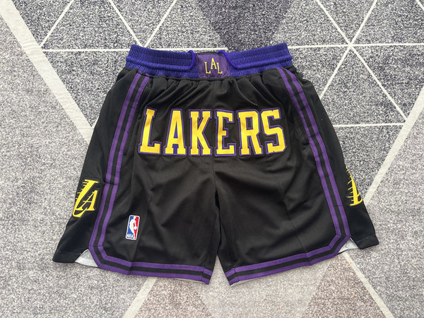 Wholesale 2024 JUST DAN basketball shorts Lakers Black City Edition