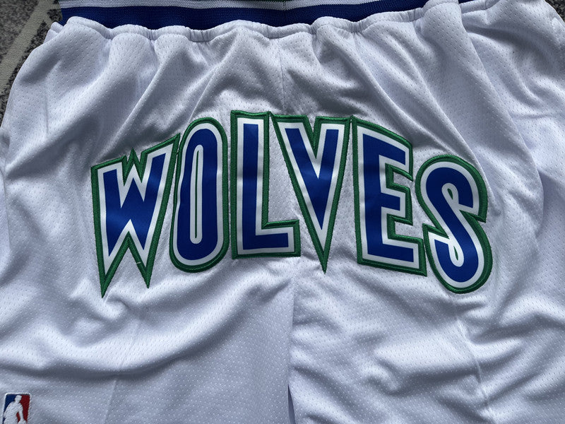 Wholesale 2023 JUST DAN basketball shorts Timberwolves classic white