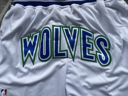 Wholesale 2023 JUST DAN basketball shorts Timberwolves classic white
