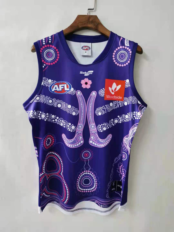 Wholesale Australia 2021 AFL Fremantle Indigenous Rugby Jersey Tank Top S-5XL