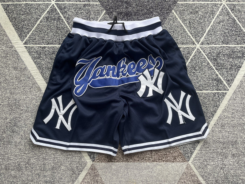 Wholesale 2024 JUST DAN basketball shorts, Yankees deep blue, new fabric, pocketed shorts