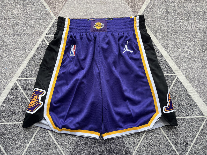 Wholesale 2023 Lakers Vintage Purple Crewneck Shorts Jordan Logo