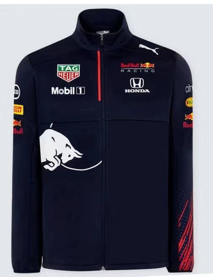Custom logo printed 100% polyester breathable F1 Red Bull Racing team car and motorcycle racing jacket