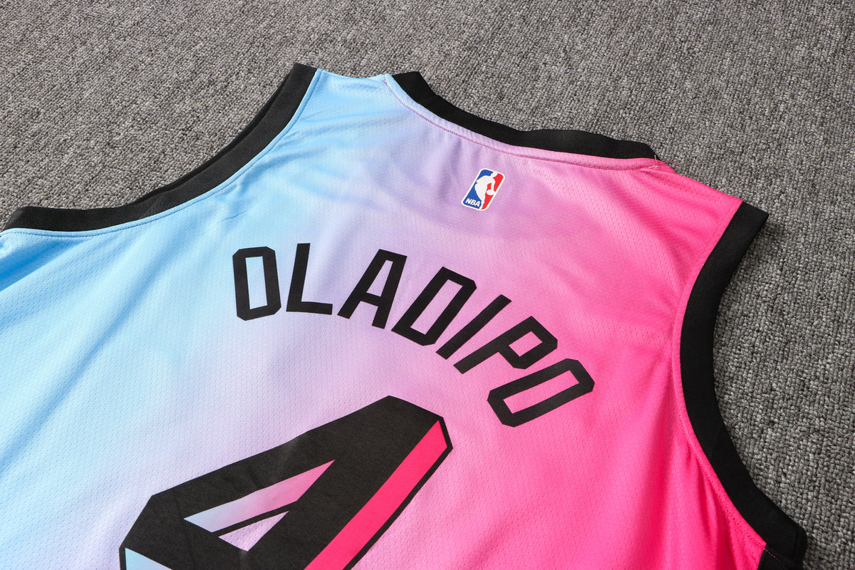 Wholesale NBA Miami Heat pink round neck 4 (hot pressed) S-2XL.