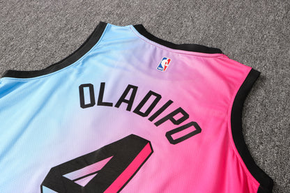 Wholesale NBA Miami Heat pink round neck 4 (hot pressed) S-2XL.