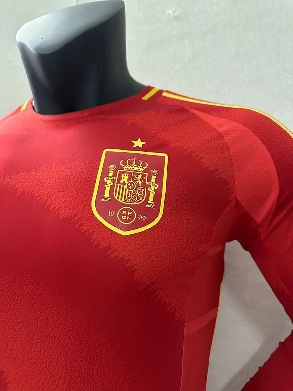 Wholesale customizable 2024 European Championship   Spain home and away football jersey long-sleeved  S-5XL