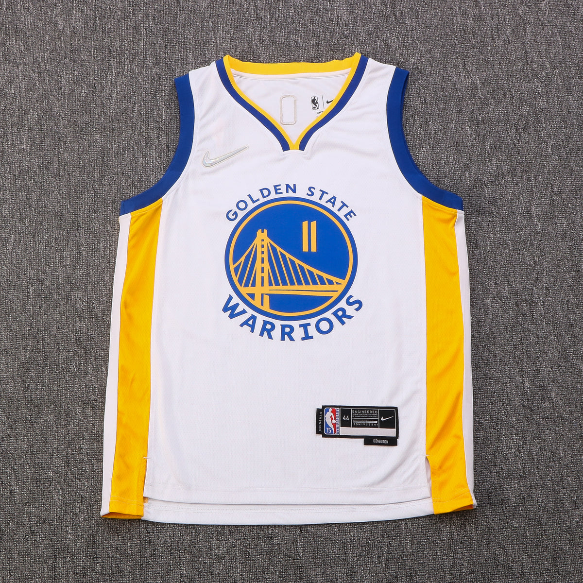 Wholesale Golden State Warriors No. 11 white jersey (pressed style) for NBA 2022-23.