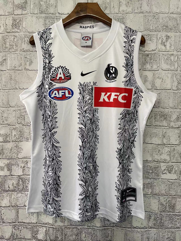 Wholesale Australia 2022 AFL Magpies Rugby Jersey Tank Top S-2XL