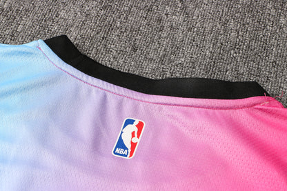 Wholesale NBA Miami Heat pink round neck 4 (hot pressed) S-2XL.