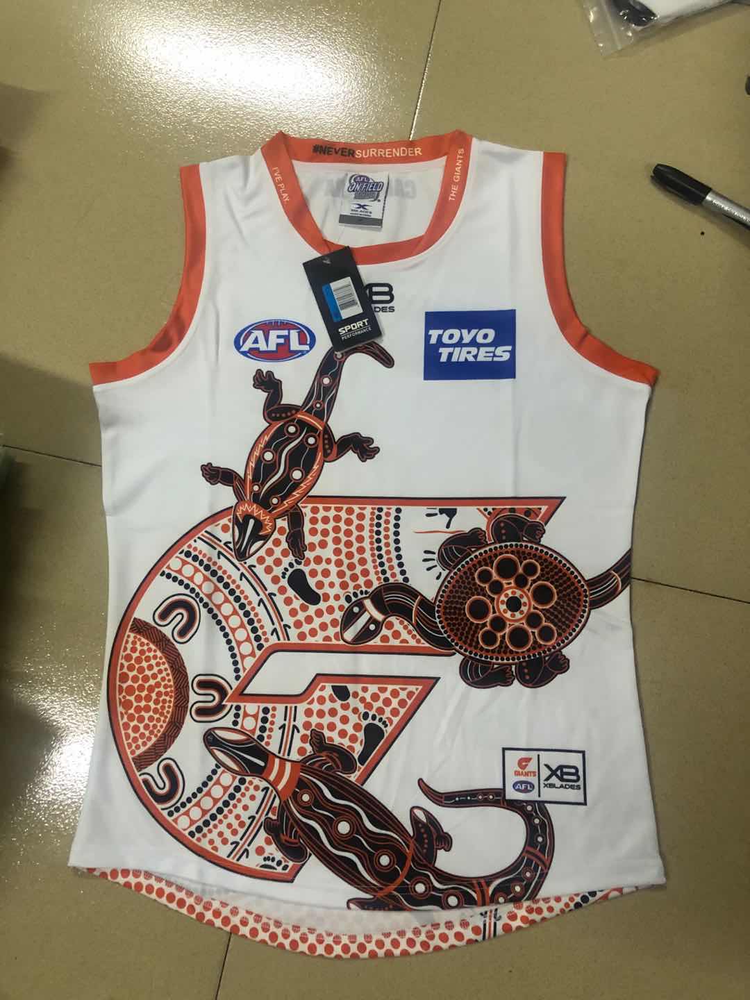 Wholesale Australia 2021 AFL Gold Coast Suns Indigenous Rugby Jersey Tank Top S-3XL