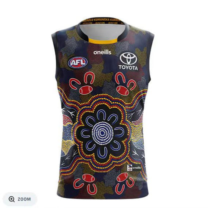 Wholesale Australia 2023 AFL Crow Team Indigenous Rugby Jersey Tank Top S-3XL