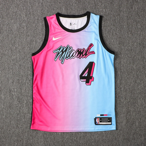 Wholesale NBA Miami Heat pink round neck 4 (hot pressed) S-2XL.