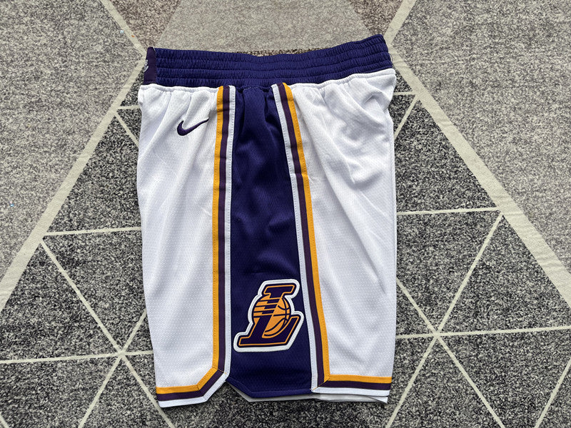 Wholesale 2023 Lakers Retro White Crewneck Shorts with Jordan Logo