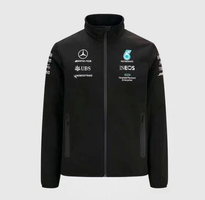 Custom logo printed 100% polyester breathable Mercedes racing team for car and motorcycle racing jacket