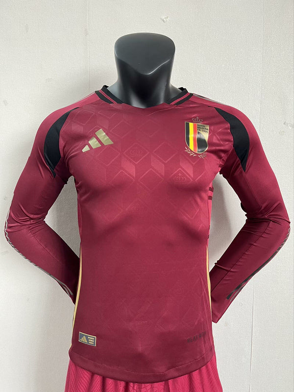 Wholesale customizable 2024 European Championship  Belgium home and away football jersey long-sleeved  S-5XL