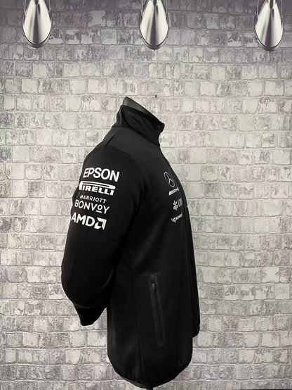 Custom logo printed 100% polyester breathable Mercedes racing team for car and motorcycle racing jacket