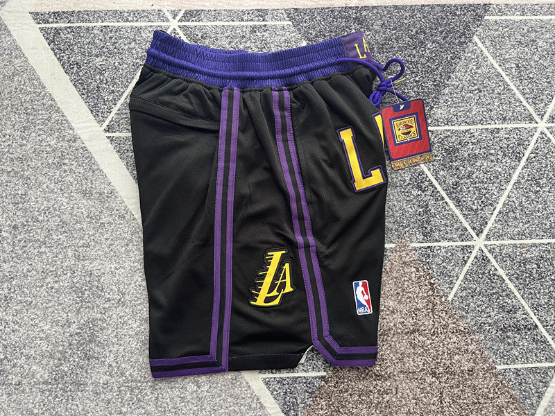 Wholesale 2024 JUST DAN basketball shorts Lakers Black City Edition