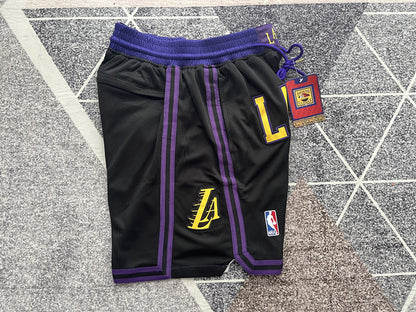 Wholesale 2024 JUST DAN basketball shorts Lakers Black City Edition