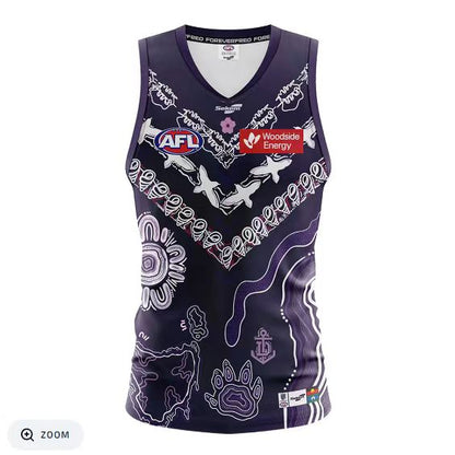 Wholesale Australia 2023 AFL Fremantle Indigenous Rugby Jersey Tank Top S-3XL