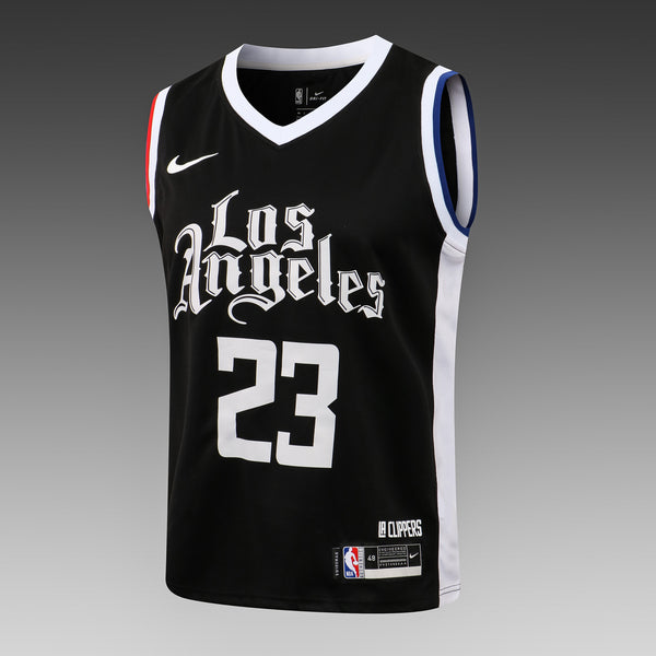 Wholesale NBA Los Angeles Clippers V-Neck Black Jersey #23 (Heat-pressed Edition) S-2XL