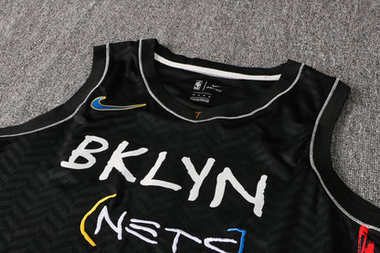Wholesale NBA Brooklyn Nets black V-neck color-trimmed 12 (hot-pressed style) S-2XL