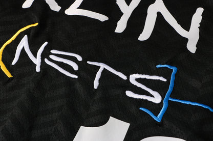 Wholesale NBA Brooklyn Nets black V-neck color-trimmed 12 (hot-pressed style) S-2XL