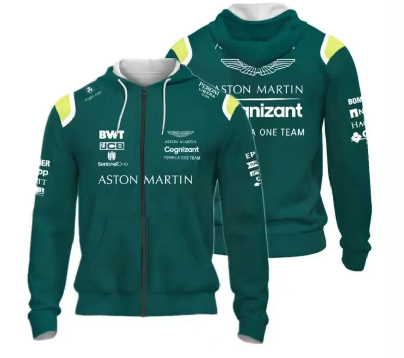 Custom logo printed 100% polyester breathable Aston Martin for car and motorcycle racing jacket