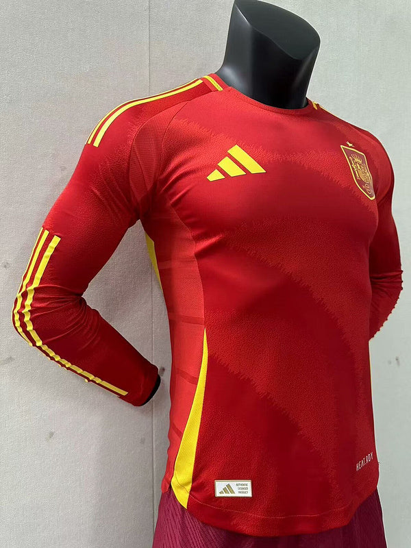 Wholesale customizable 2024 European Championship   Spain home and away football jersey long-sleeved  S-5XL