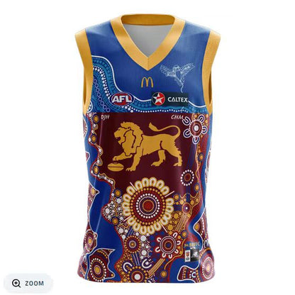 Wholesale Australian AFL Lions Indigenous Rugby Jersey Tank Top S-3XL