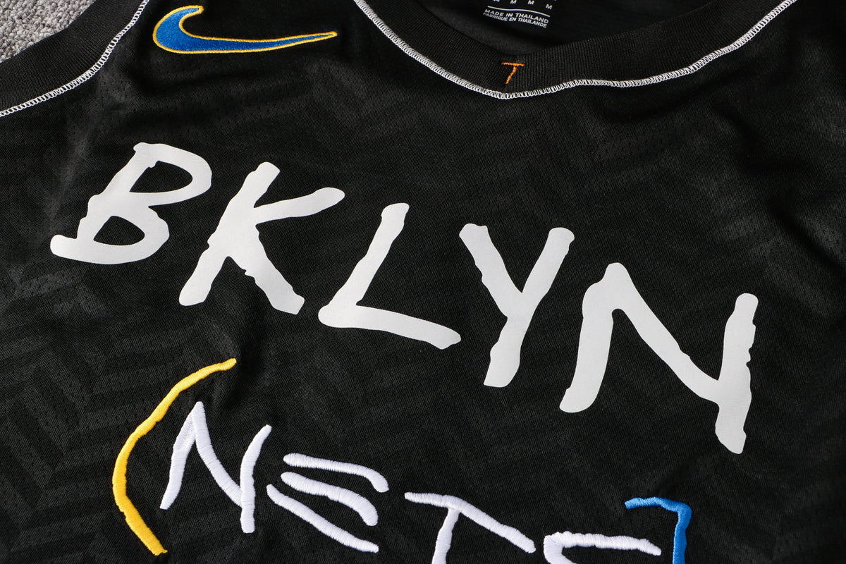 Wholesale NBA Brooklyn Nets black V-neck color-trimmed 12 (hot-pressed style) S-2XL